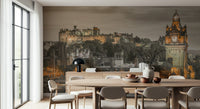 Edinburgh Twilight castle view wall mural, iconic Scottish city scene.