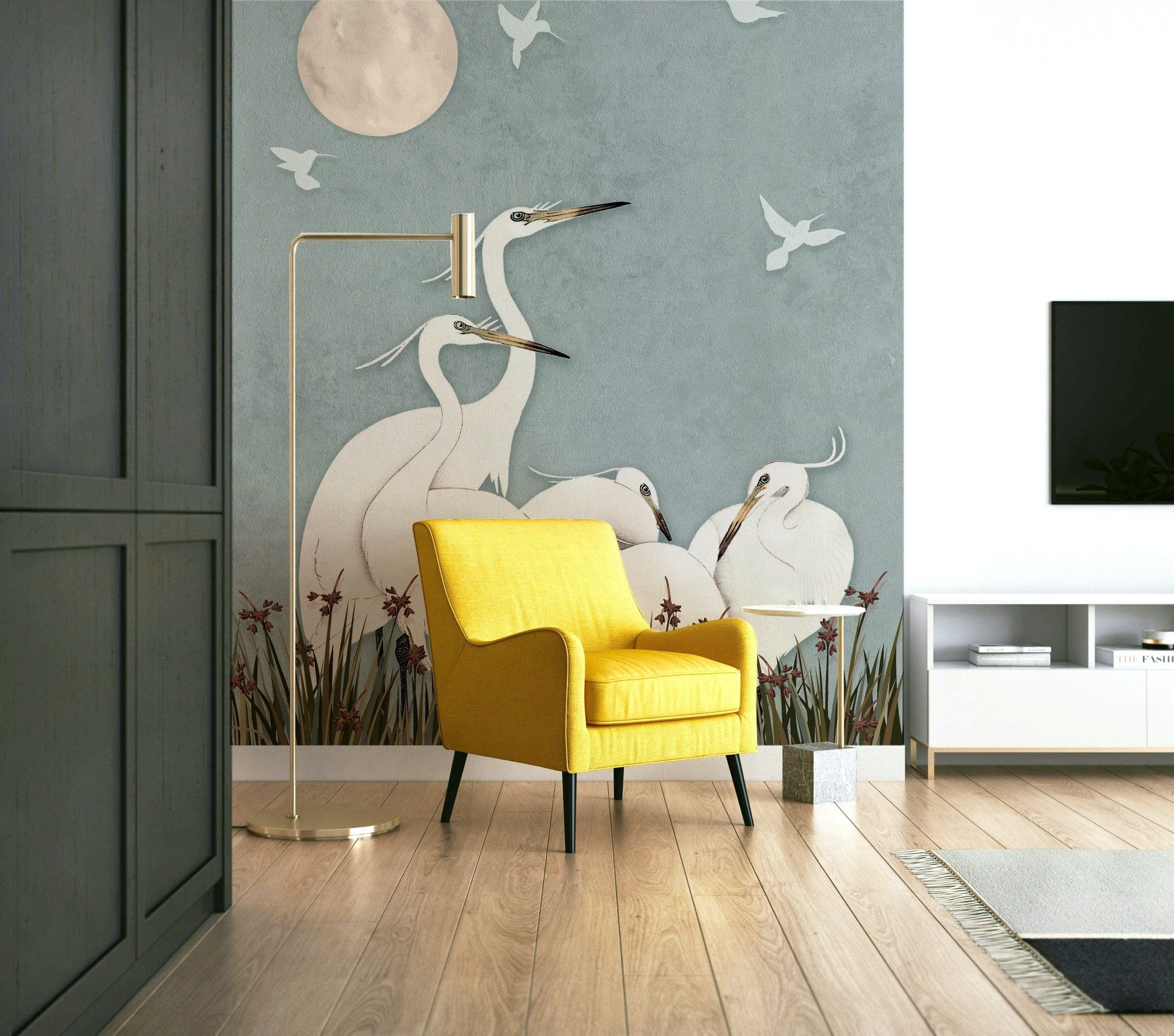 The scene is illuminated by a soft, glowing full moon in the sky.
