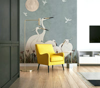 The scene is illuminated by a soft, glowing full moon in the sky.
