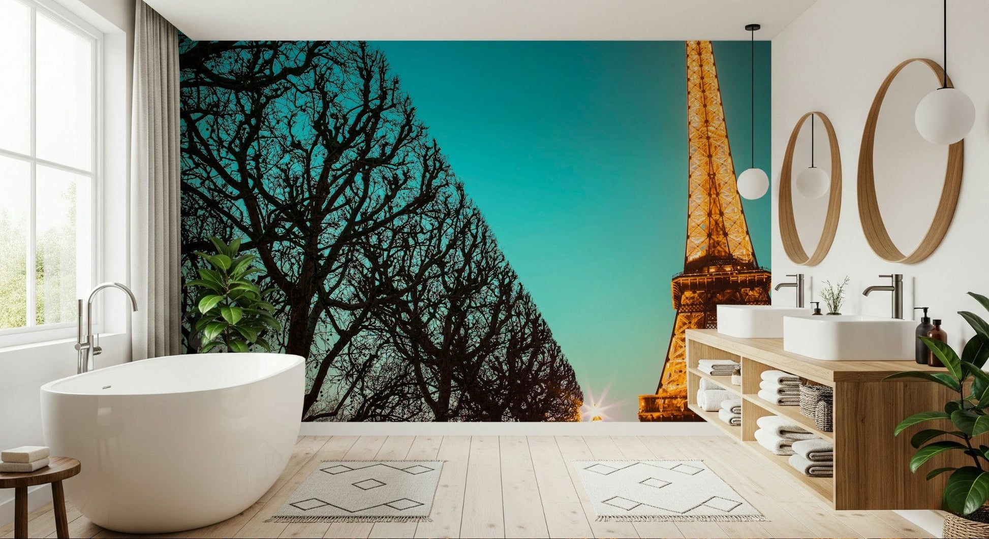 Towards Tower Mural Famous French structure towering over the avenue wallpaper.