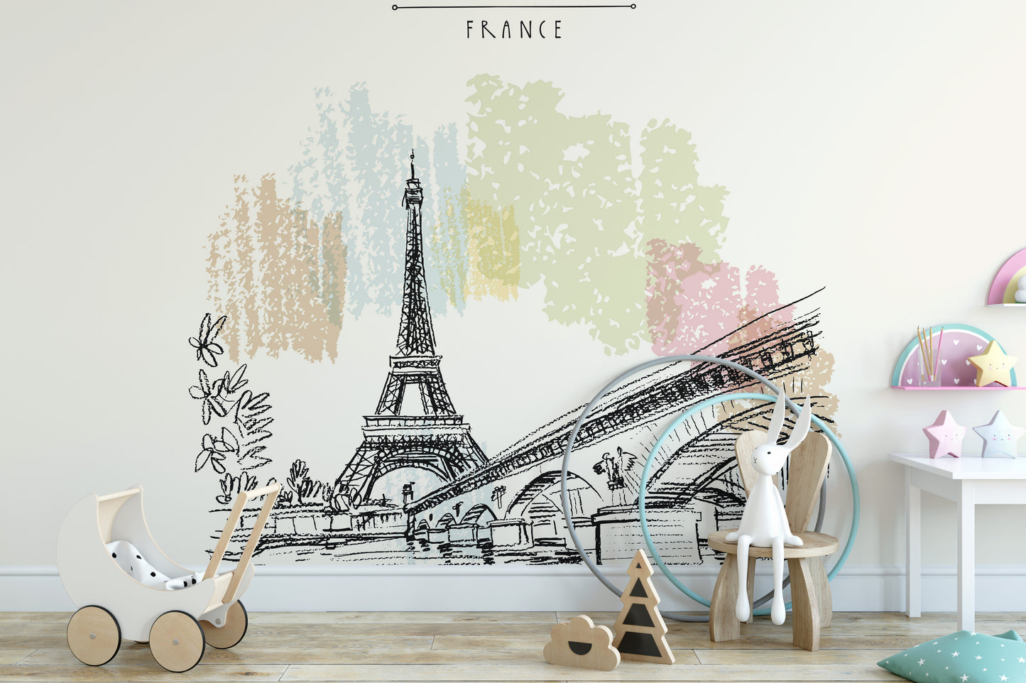 Eiffel Tower drawing wallpaper for walls - Giffywalls