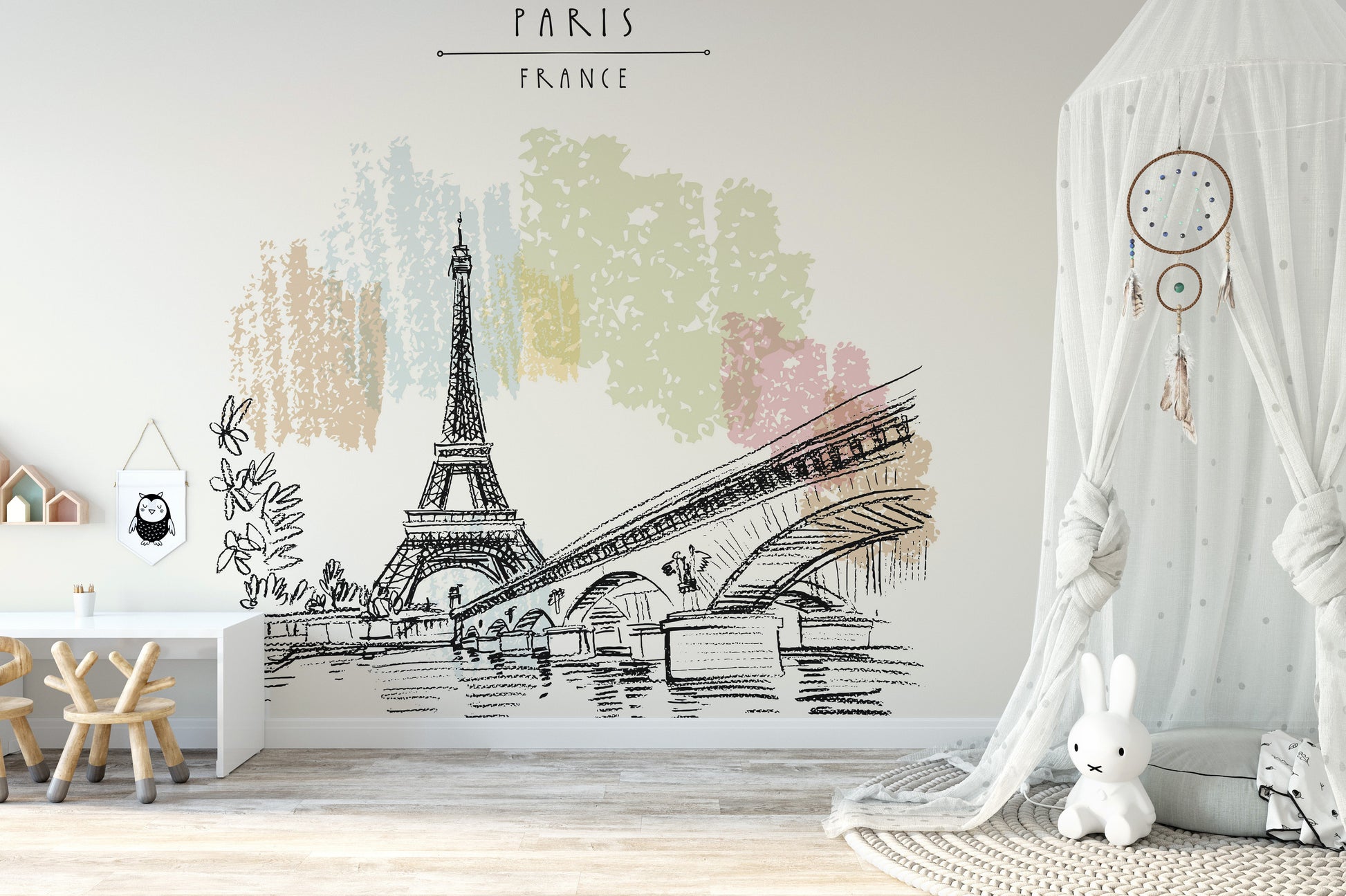 Eiffel Tower drawing wallpaper for walls - Giffywalls