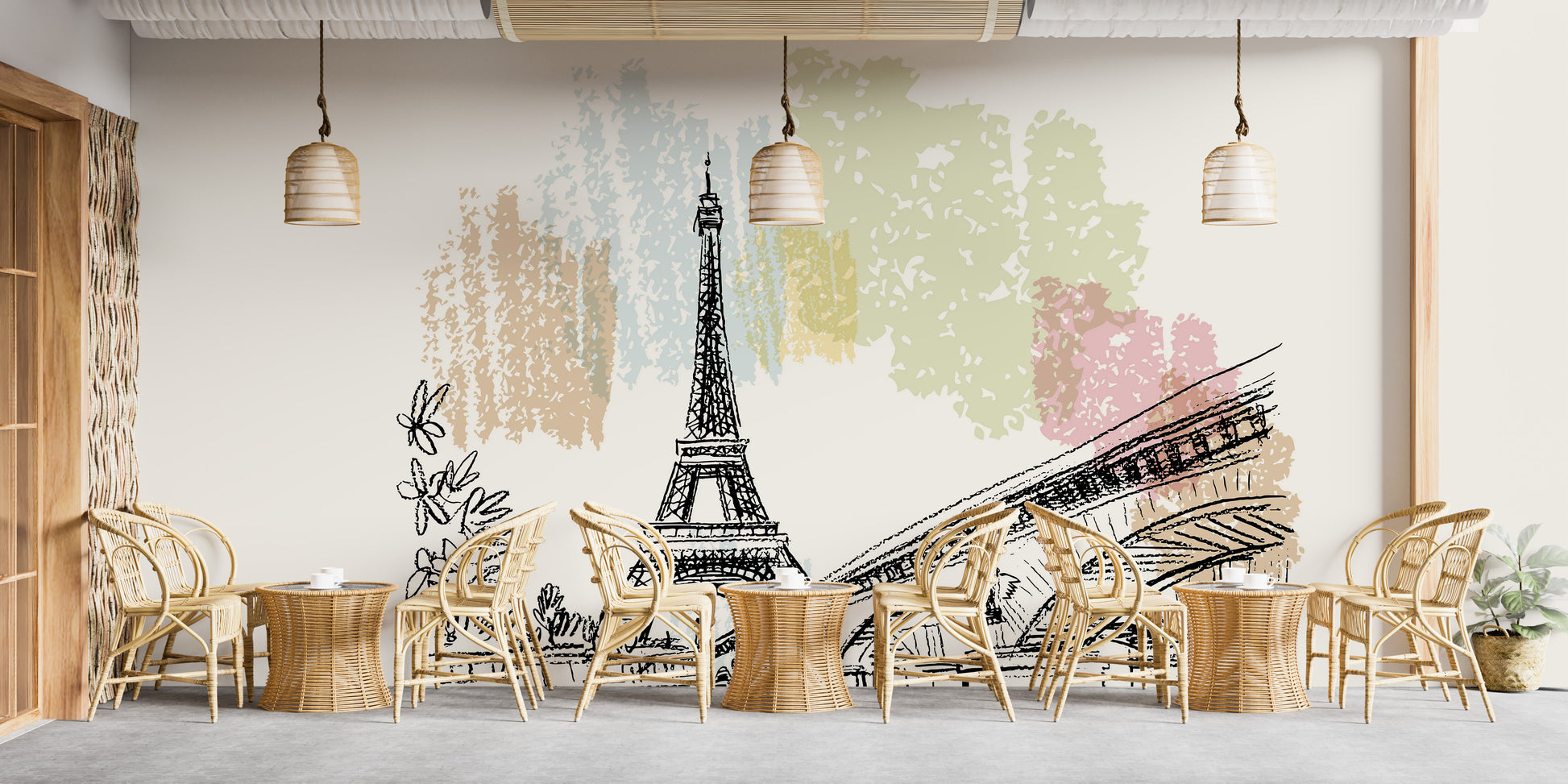 Paris Eiffel Tower mural wall design