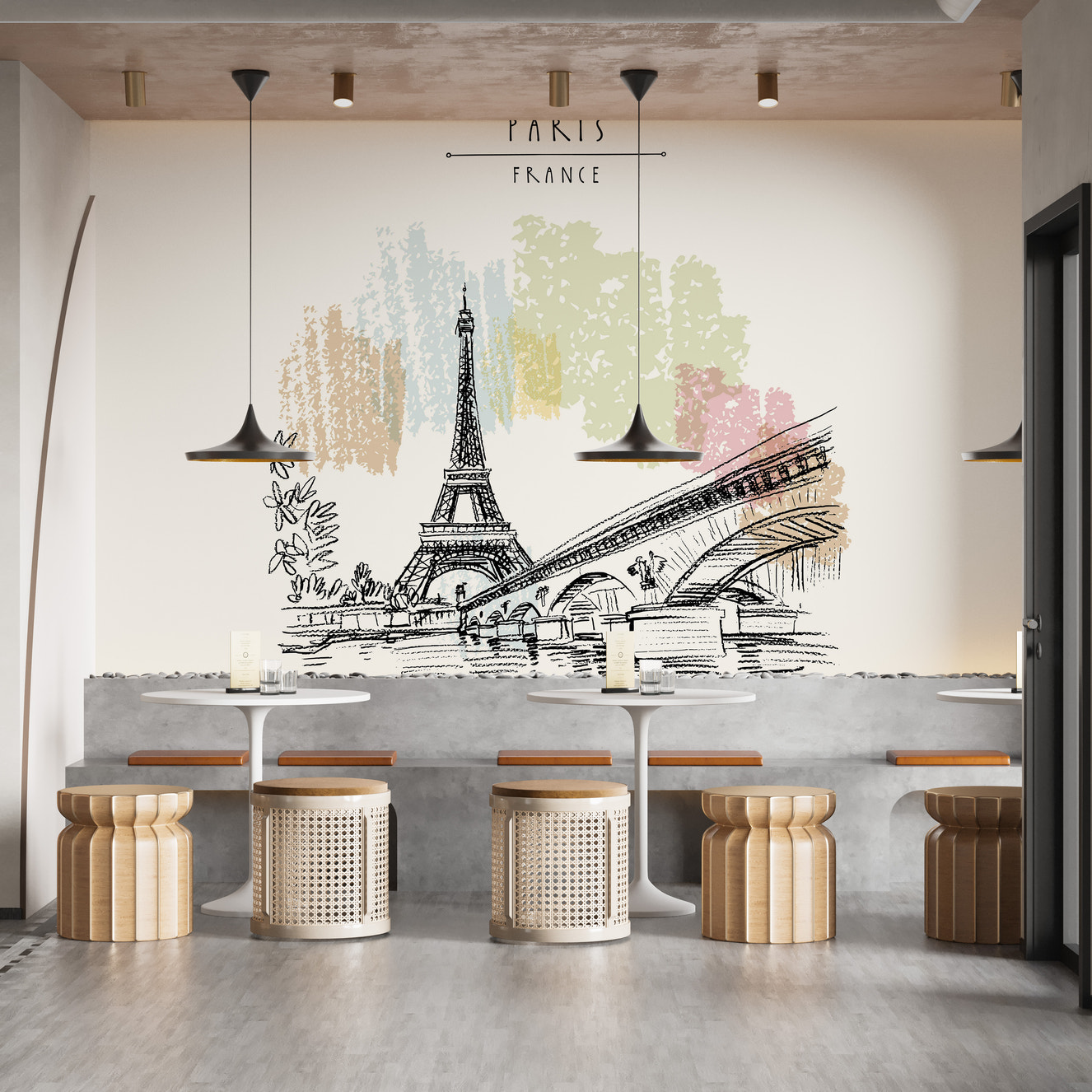 Eiffel Tower drawing wallpaper for walls