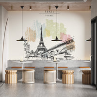 Eiffel Tower drawing wallpaper for walls