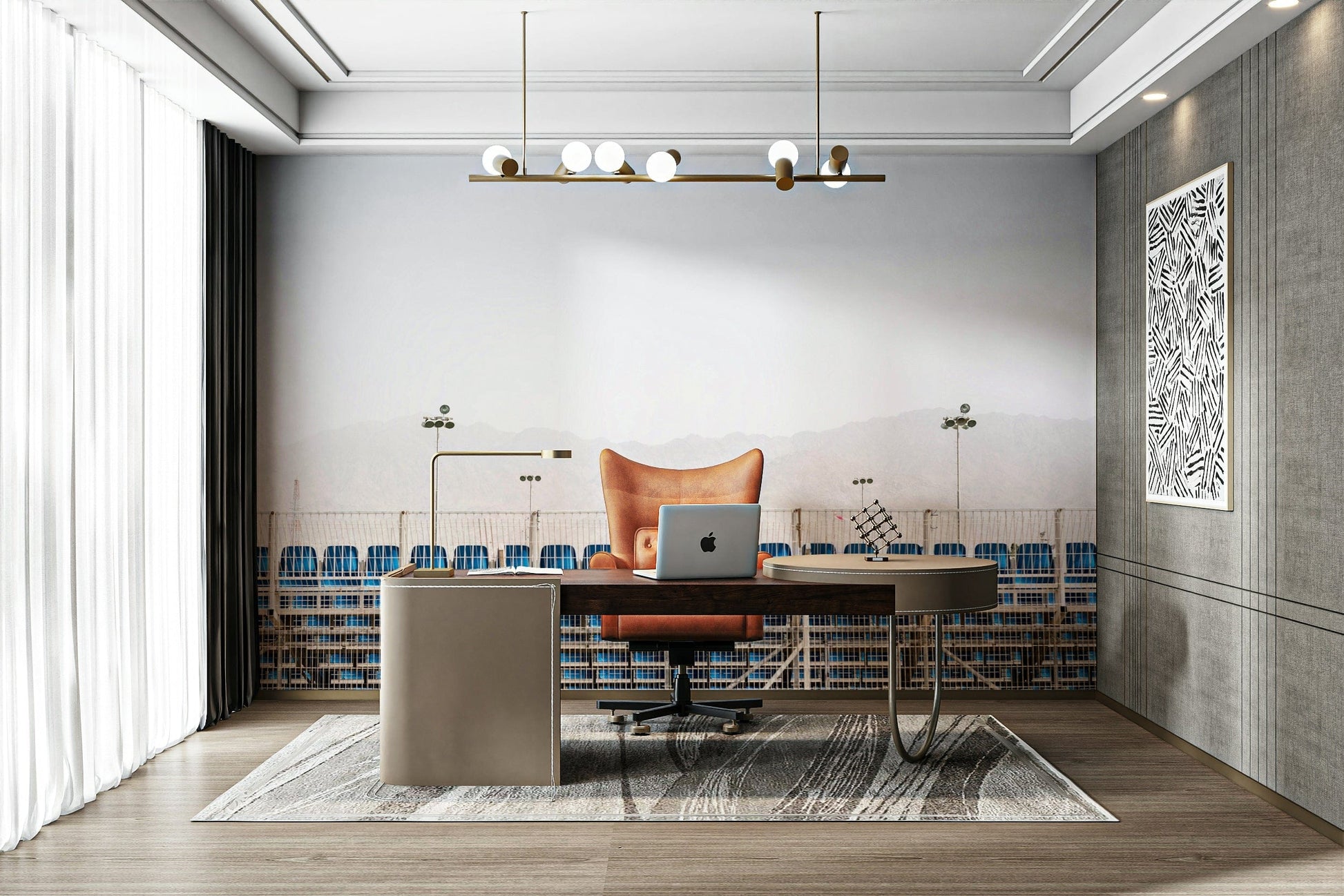 An artistic nature landscape mural for home decor.

