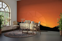 A high-angle view of the wall mural in a large space.

