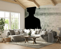 An artistic Eilat scene mural on minimalist wallpaper.

