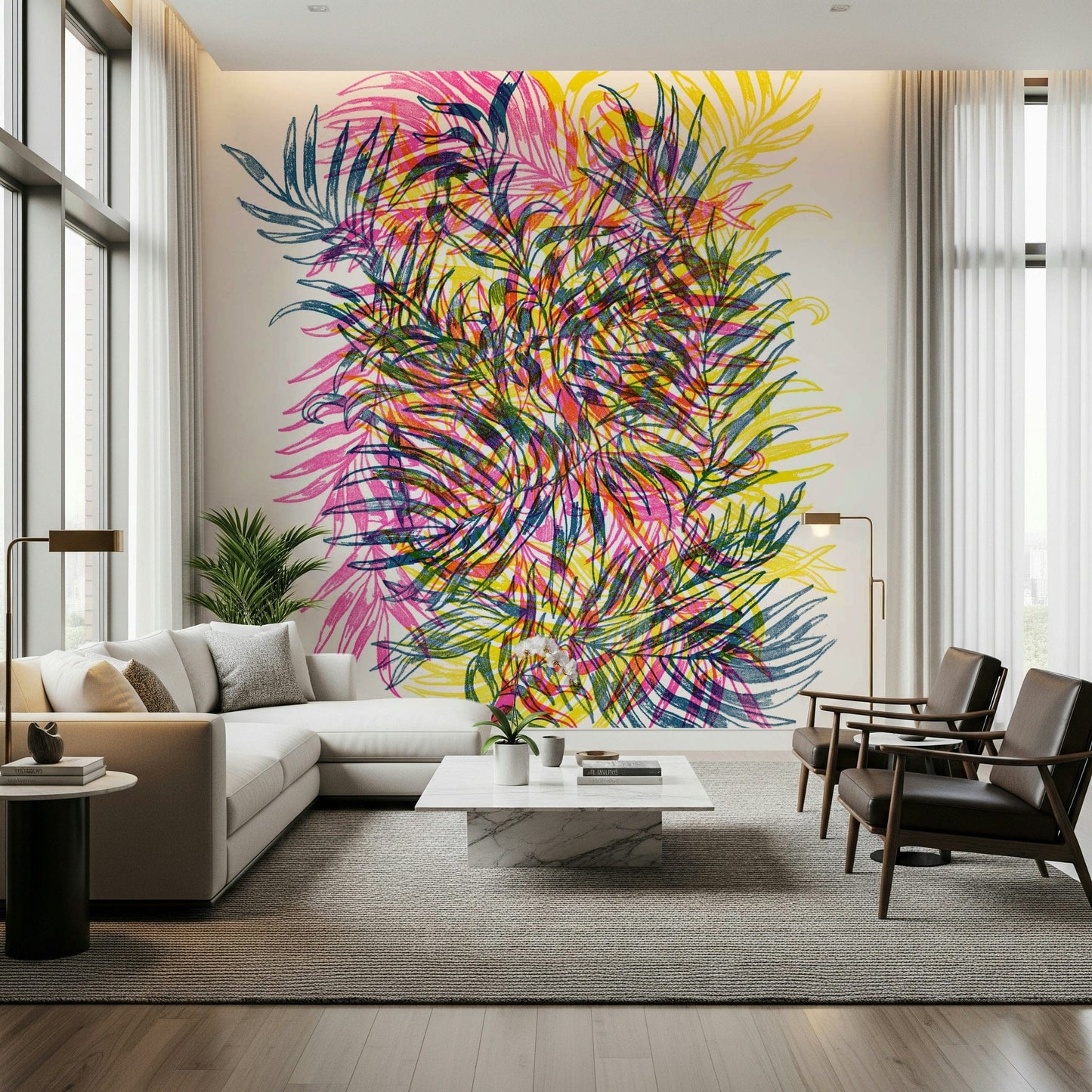 Colorful Electric Jungle Wallpaper – Bold and playful wallpaper with neon-inspired jungle scenery.