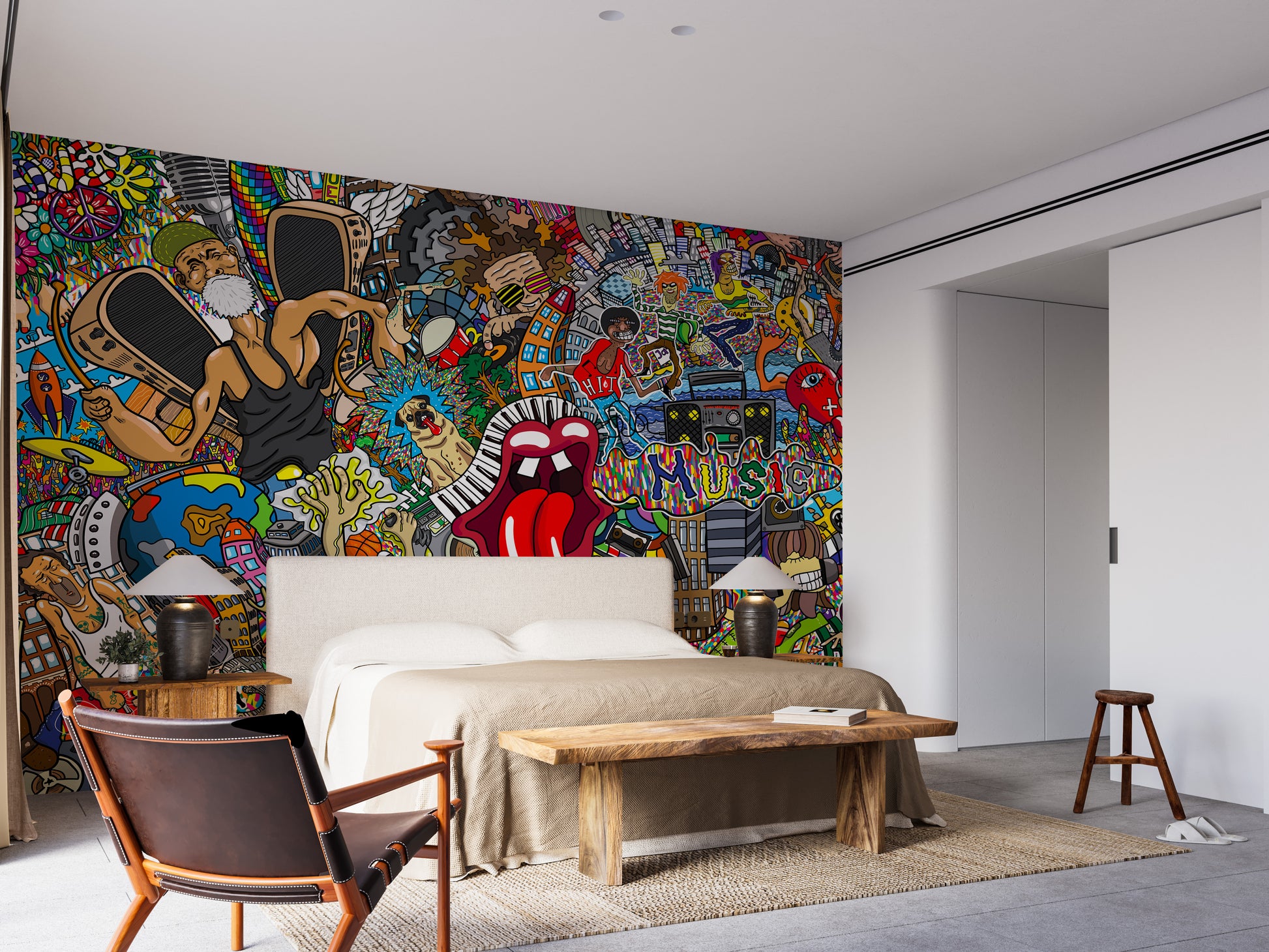 Electric Music Collage Graffiti Wall Mural - Giffywalls
