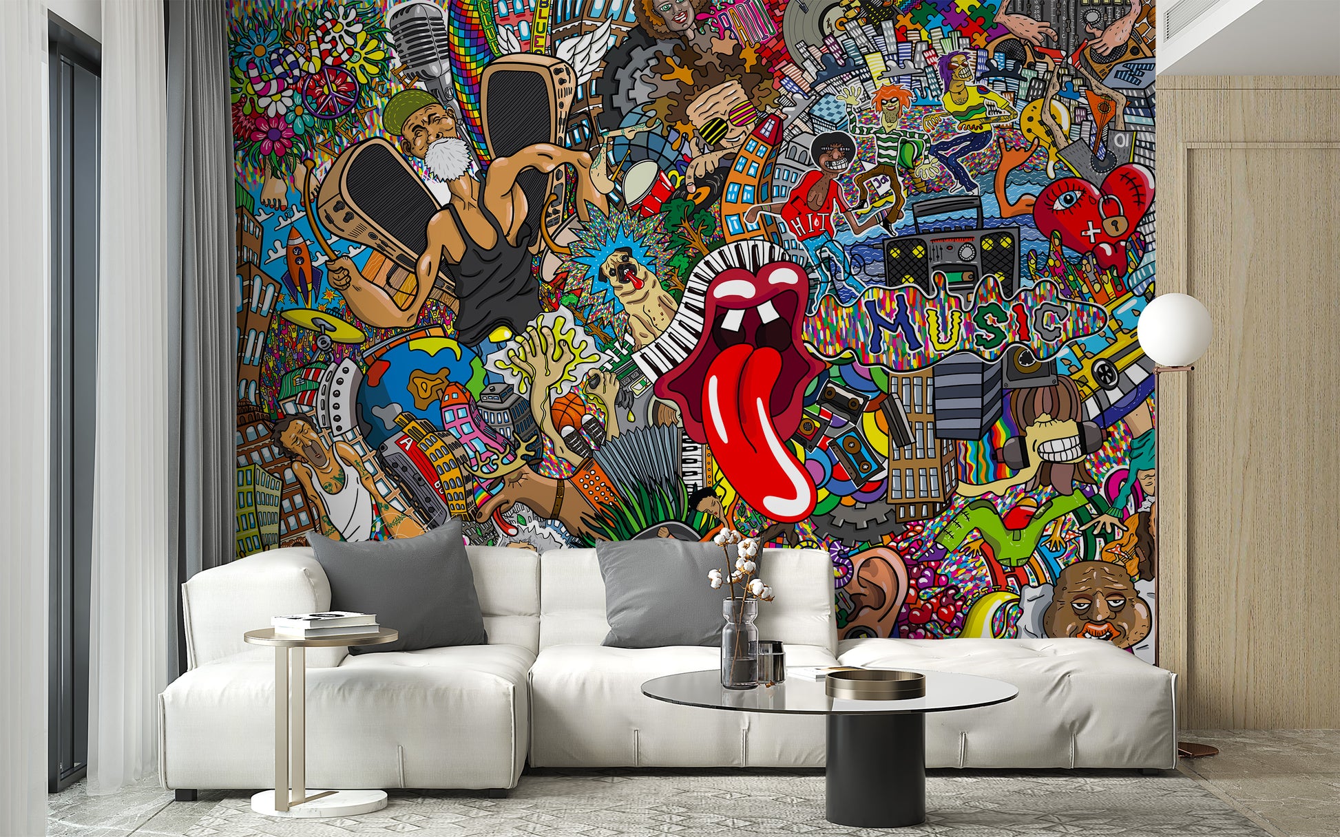 Electric Music Collage Graffiti Wall Mural - Giffywalls