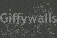 Patterned wisteria on Elegant Avian Bloom Wallpaper graphic style.