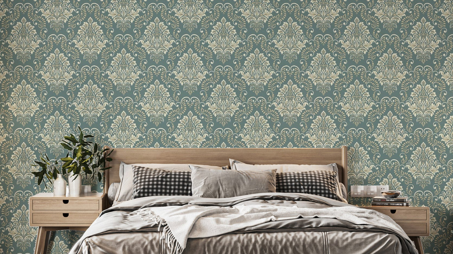 Baroque Style Damask Wallpaper for elegance
