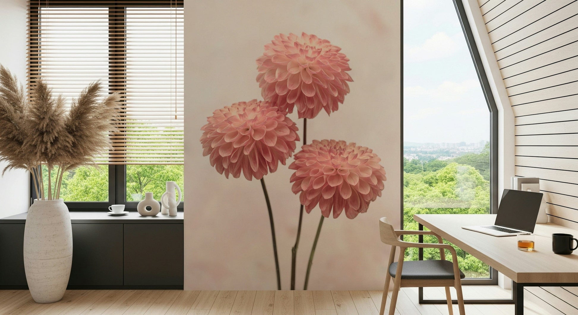 Artistic pink flora, a beautiful Elegant Contrasts decorative wallpaper.