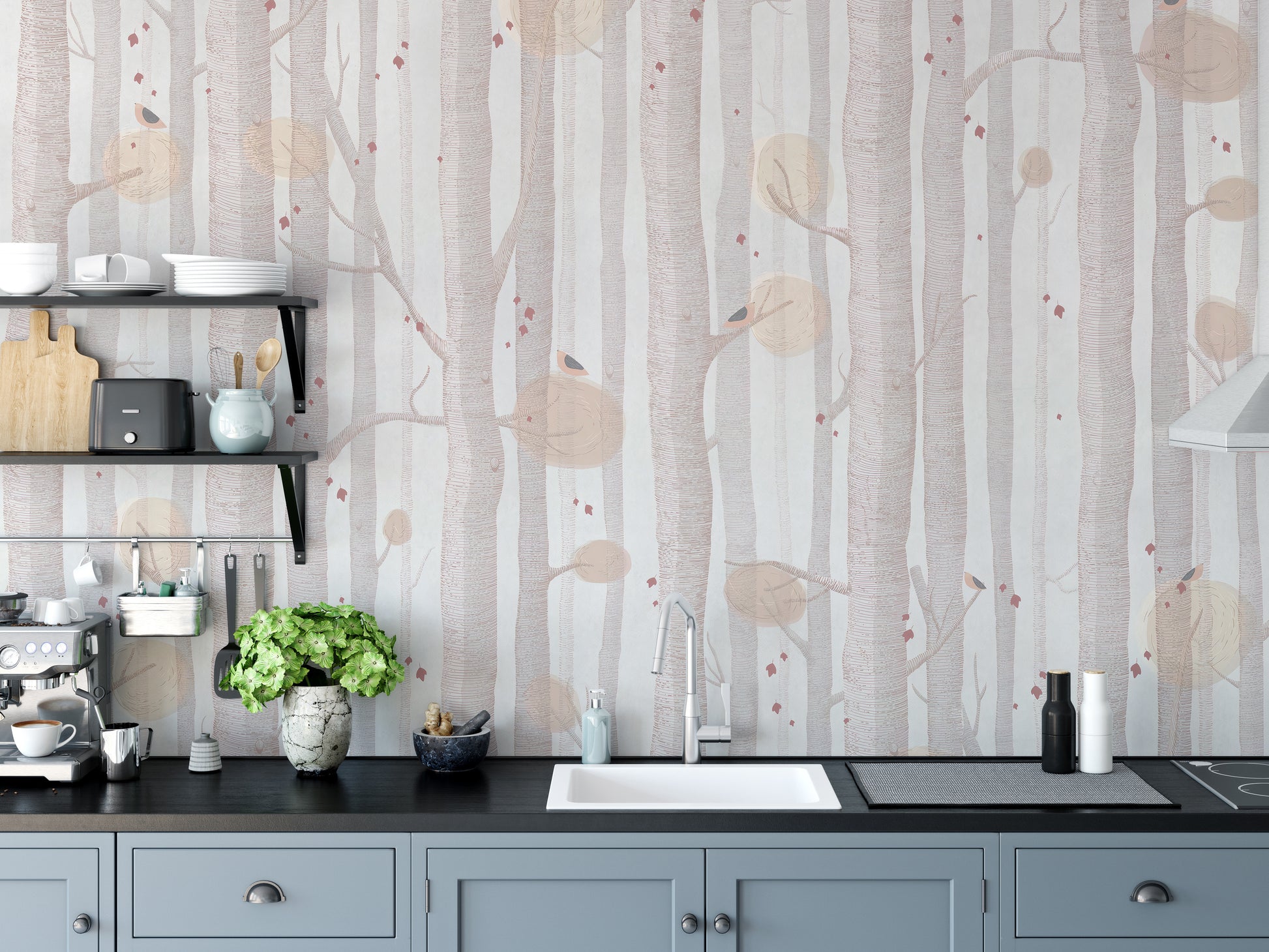 Cream Color Tree Wallpaper Mural - Giffywalls