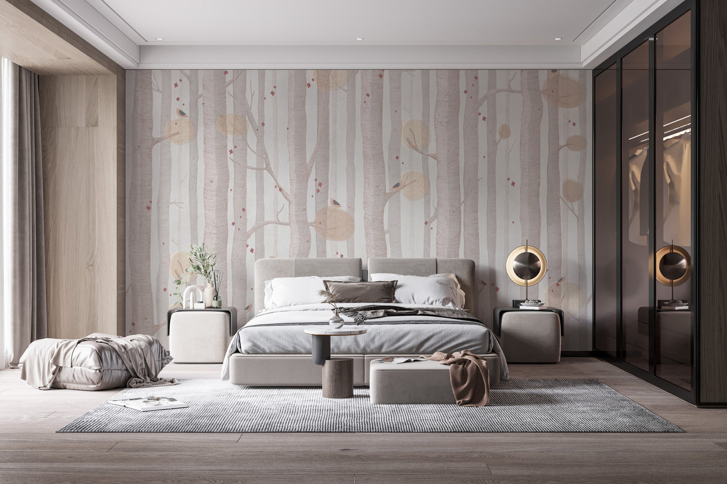 Cream Color Tree Wallpaper Mural - Giffywalls