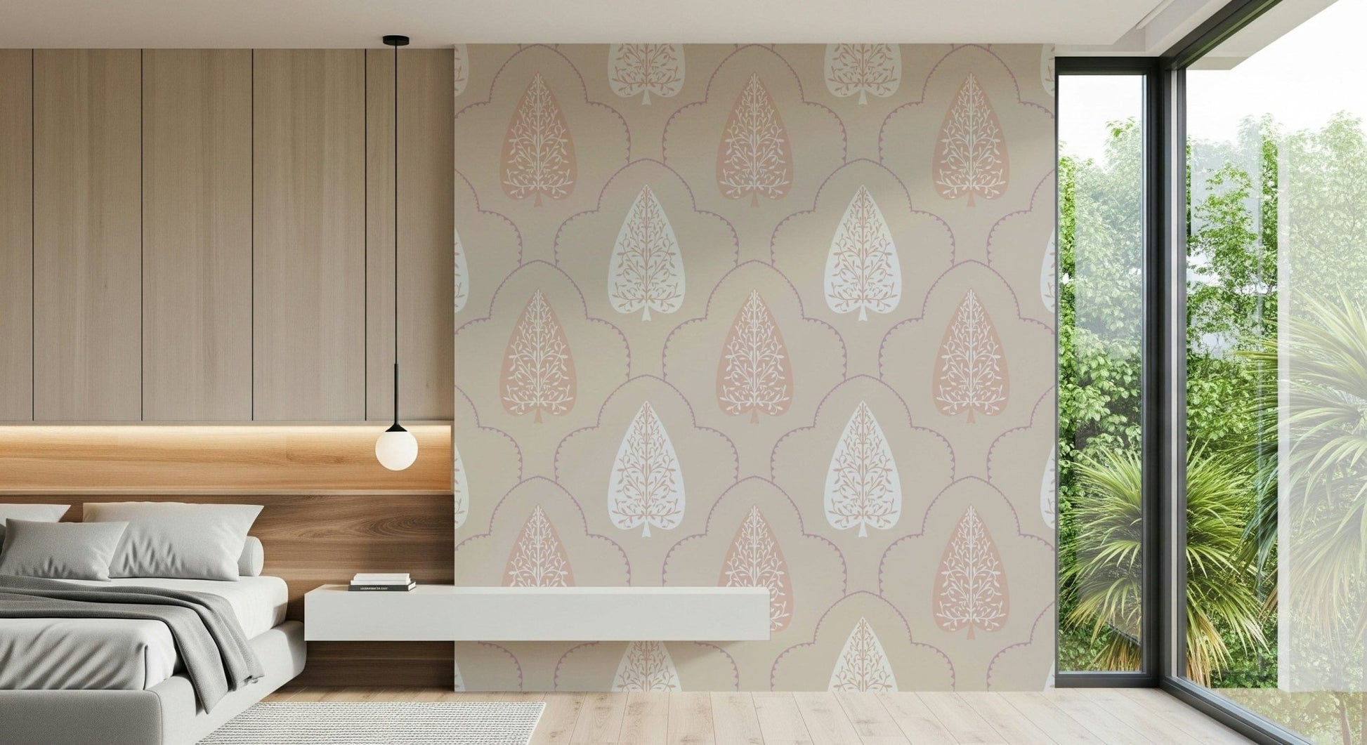 Elegant Foliage deluxe quilted appearance fabric feel interior design.