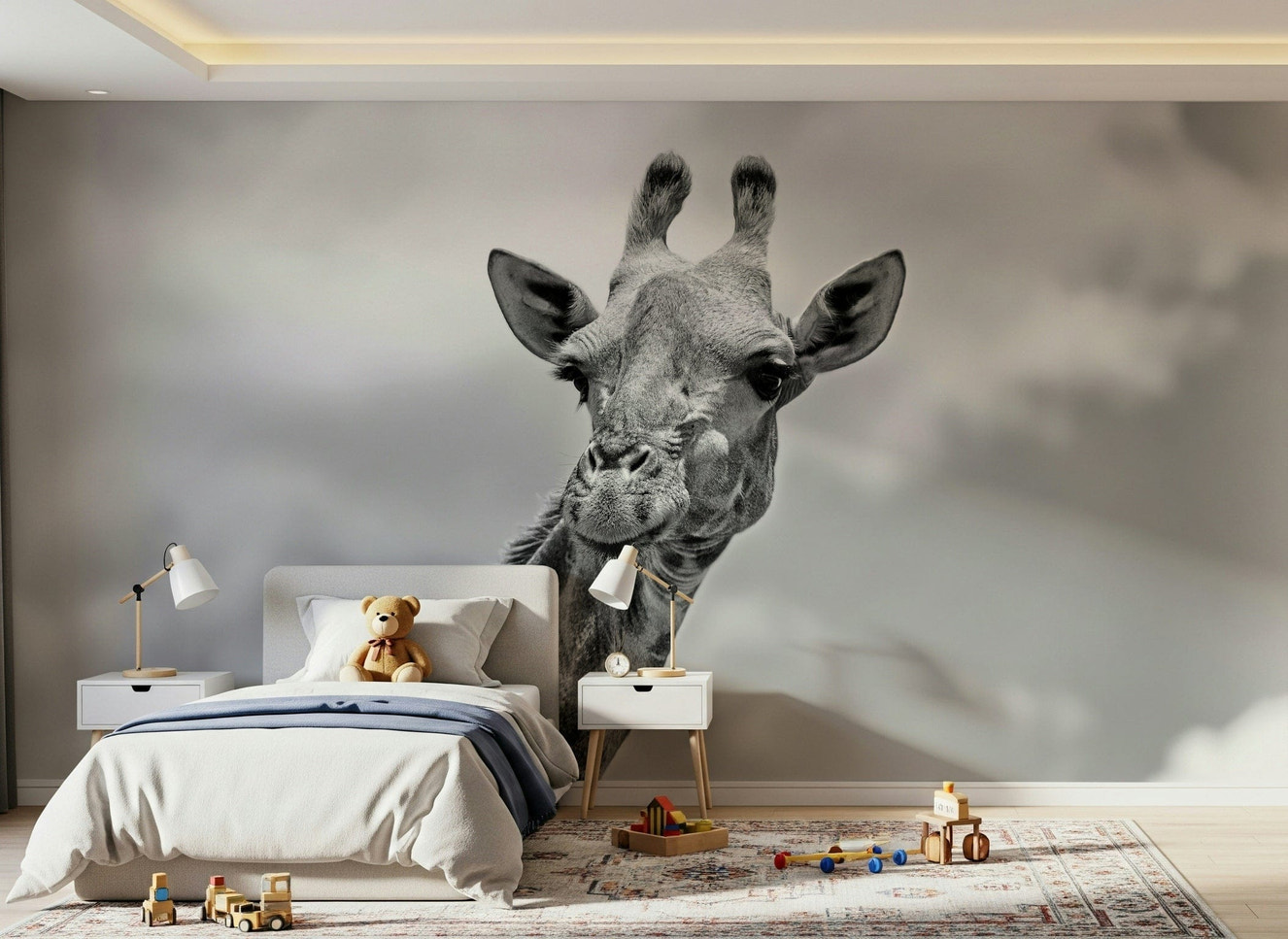 Giraffe in Gray Wall Mural -2322109