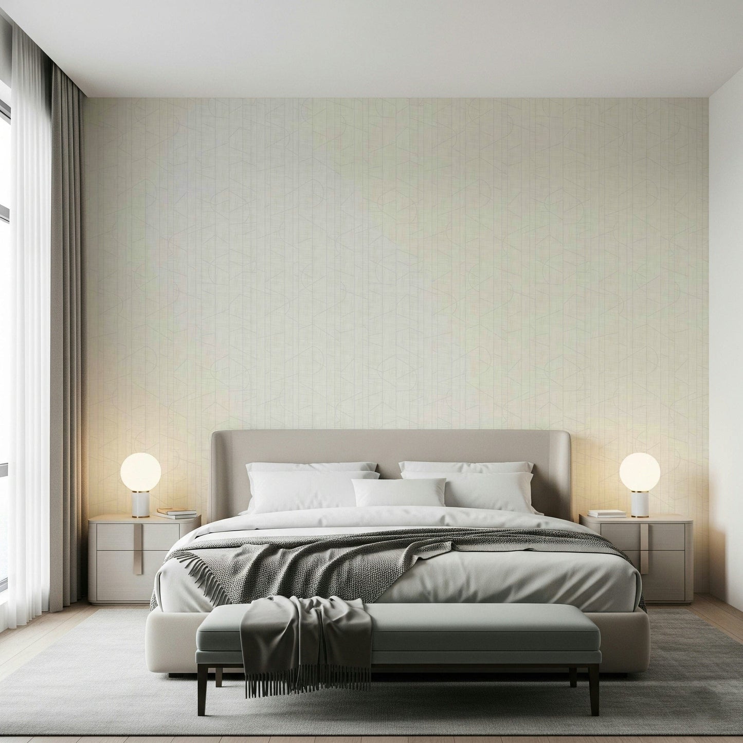 Elegant abstract lines on neutral wallpaper