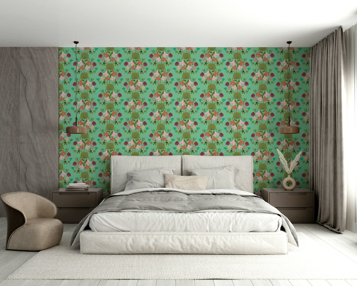 Soft green lotus leaves on a calming backdrop

