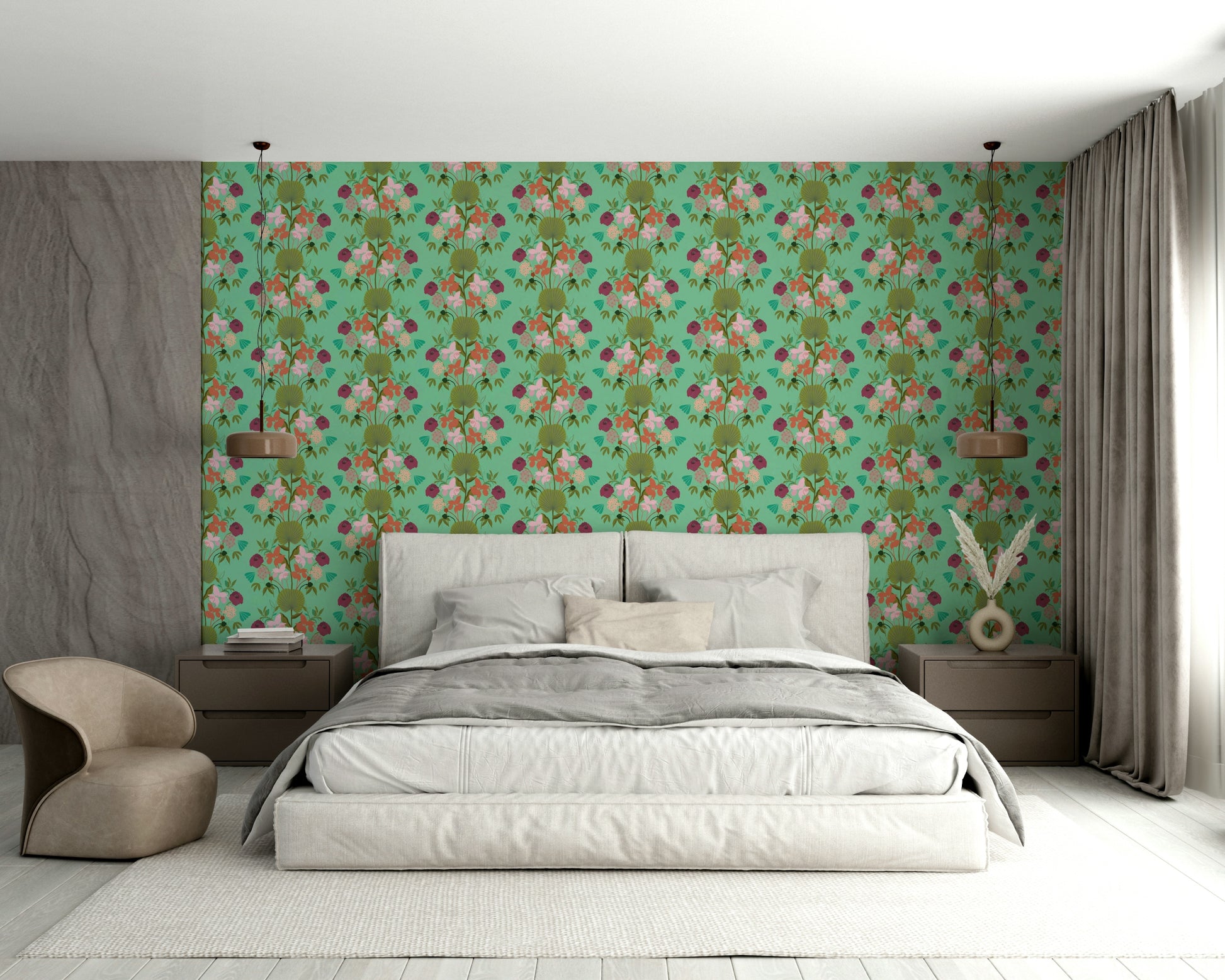 Soft green lotus leaves on a calming backdrop

