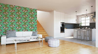Botanical wallpaper with large lotus leaf design

