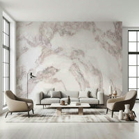 A peaceful natural marble mural on decorative wallpaper.