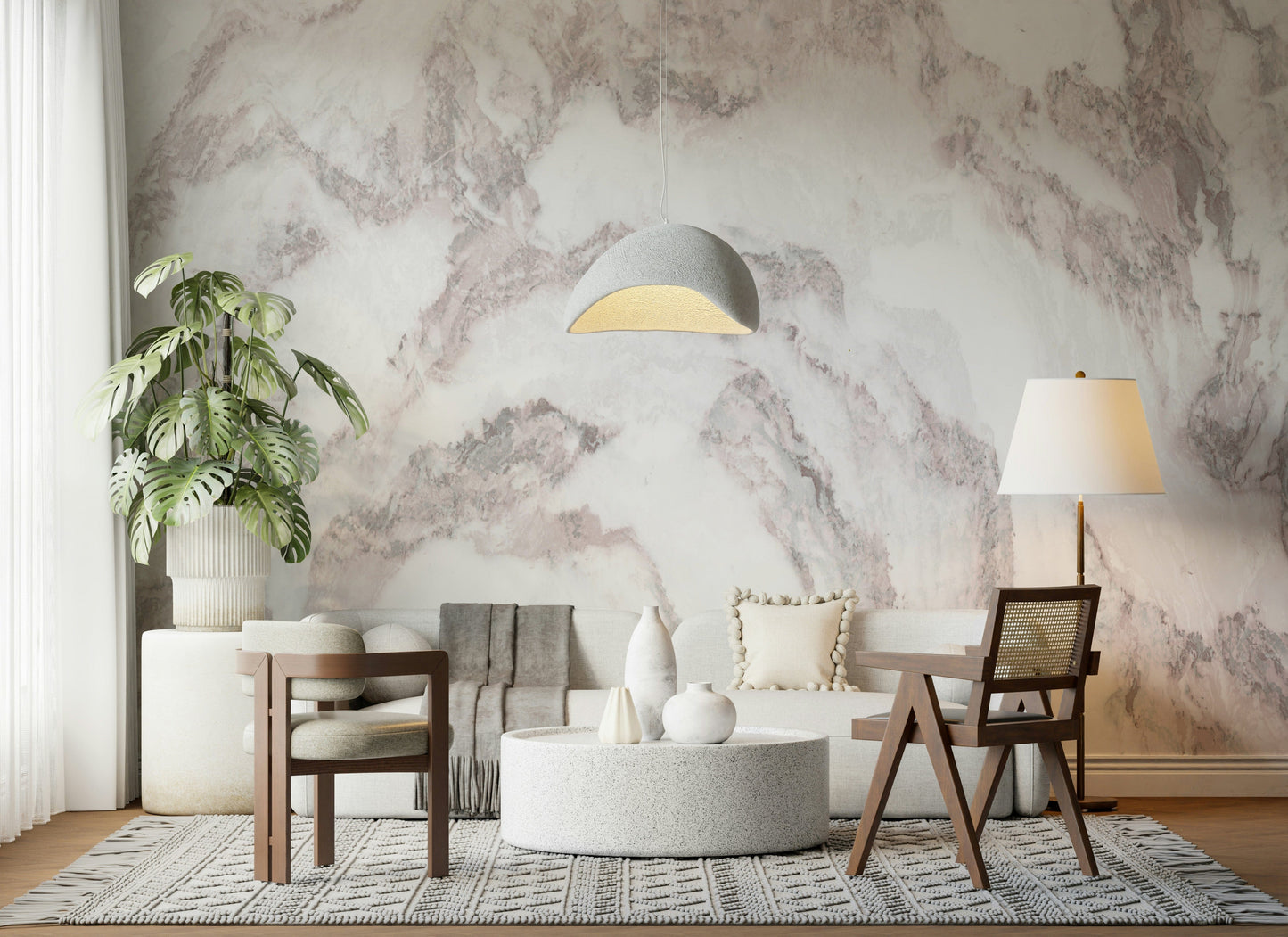 A contemplative elegant marble wallpaper mural for a feature wall.
