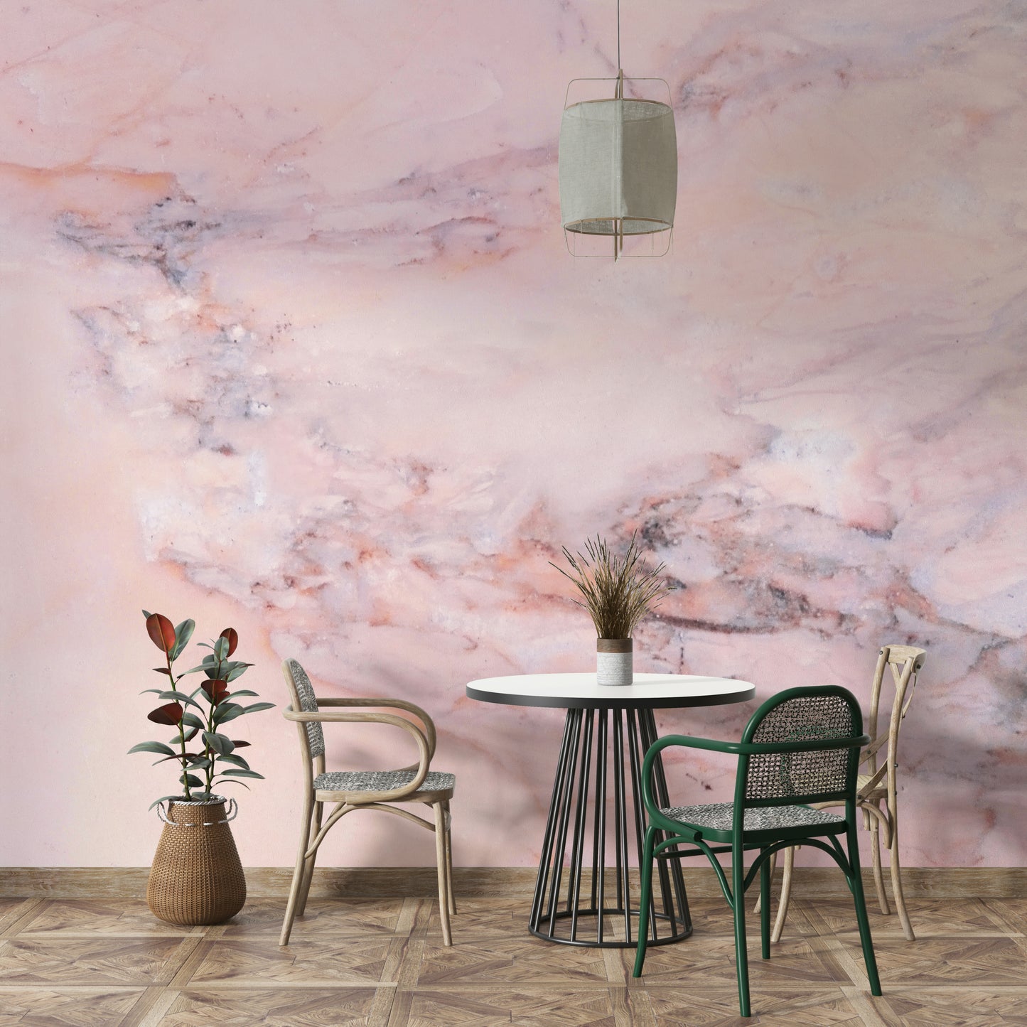 Blush tone marble mural wallpaper

