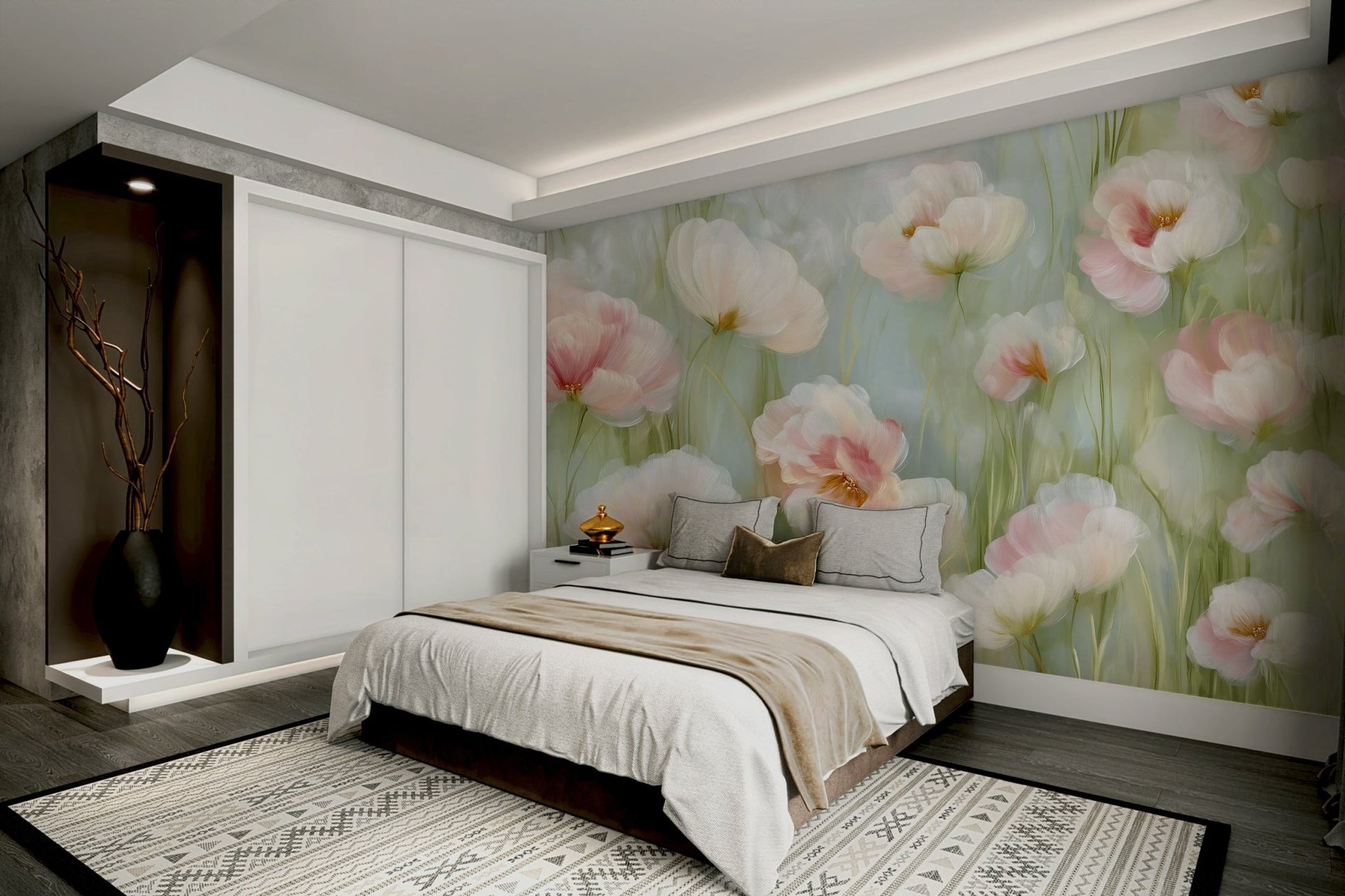 Wallpaper with soft petals and spring colours
