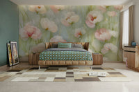Soft blush and white poppies wall mural
