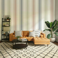 Cream and pastel stripes wall mural
