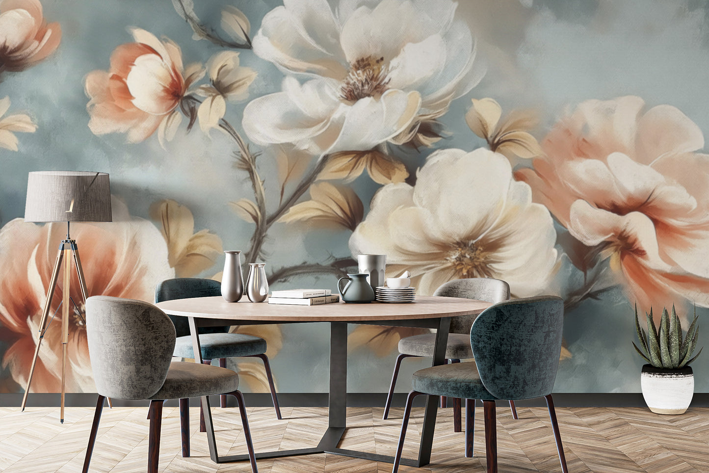 Elegant Watercolor Floral Wall Mural