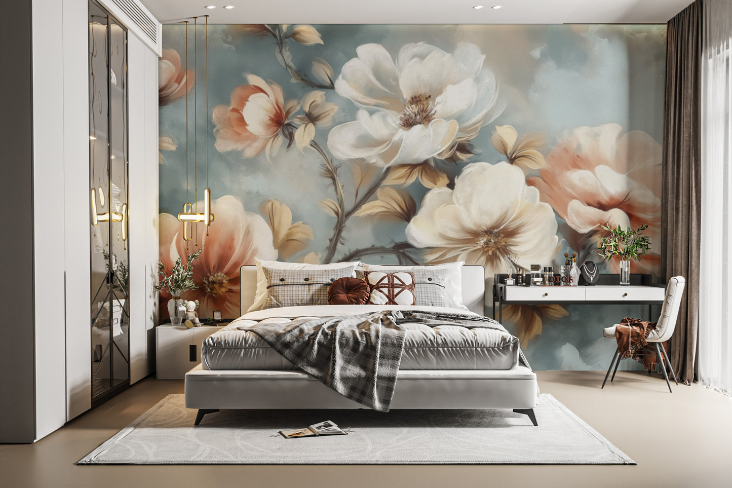 Elegant Watercolor Floral Wall Mural