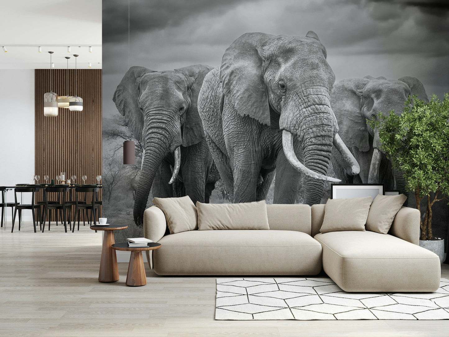Elephant Majesty Wall Mural — elegant and lifelike depiction of an elephant in nature.