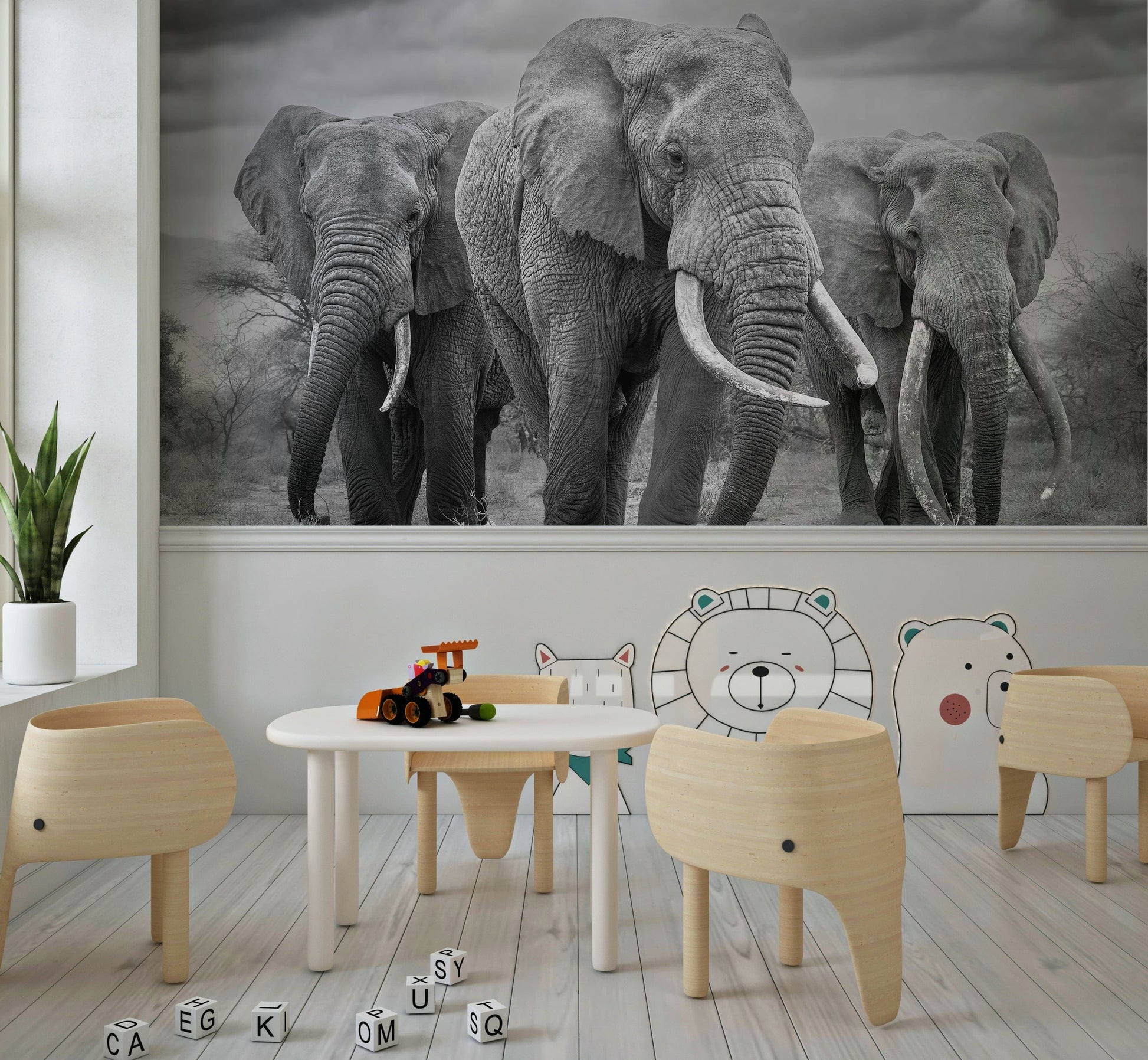 Elephant Majesty Wallpaper — noble elephant illustration conveying strength and tranquility.