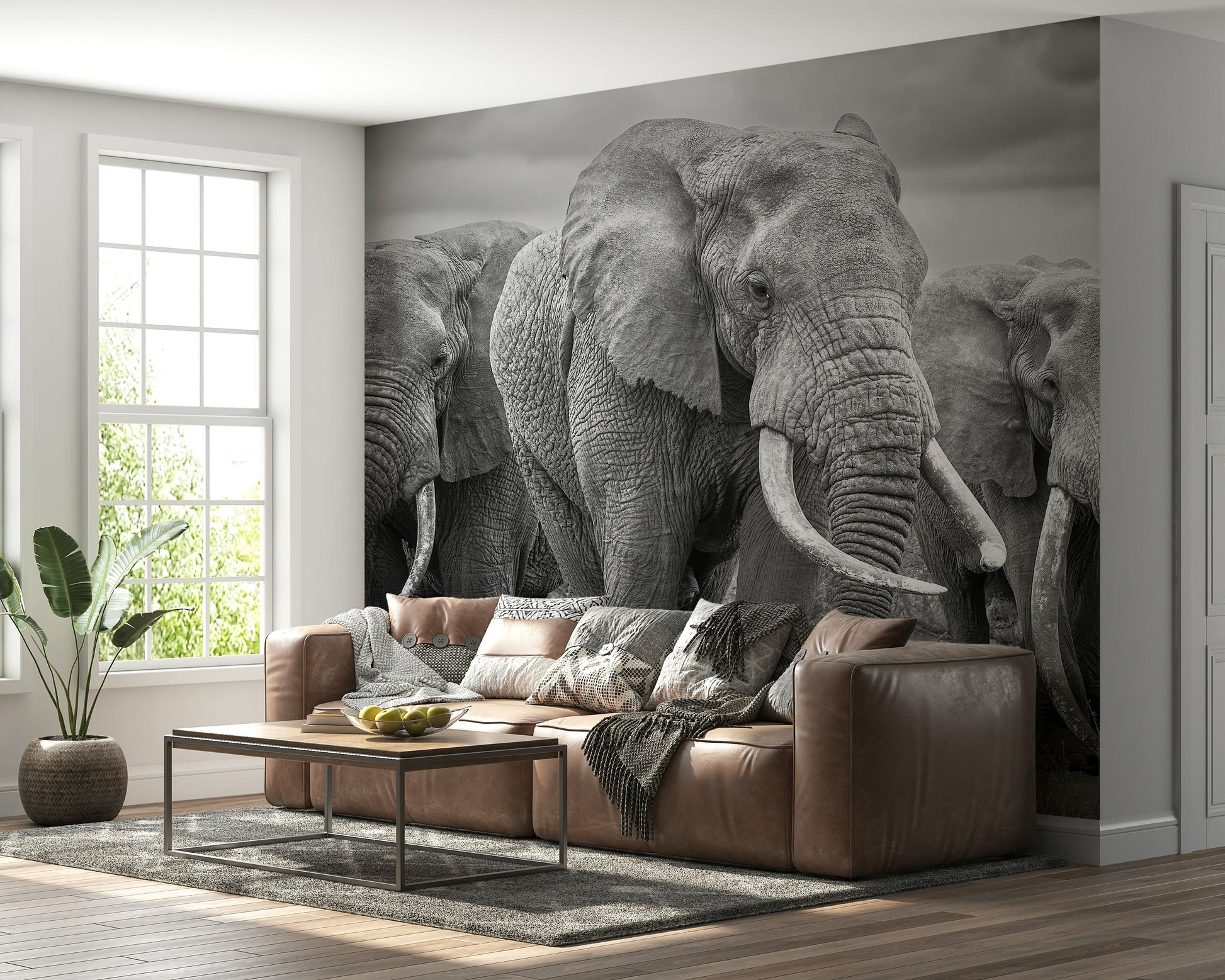 Wall mural with a majestic elephant captured in realistic, lifelike detail.