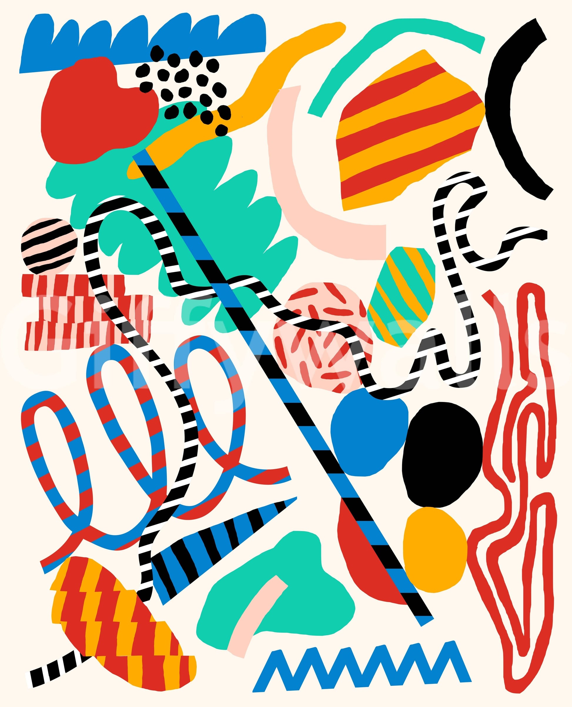 A calming abstract design wallpaper mural that defines a space.

