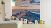 A high-resolution wall mural of an elevated fantasy kingdom.

