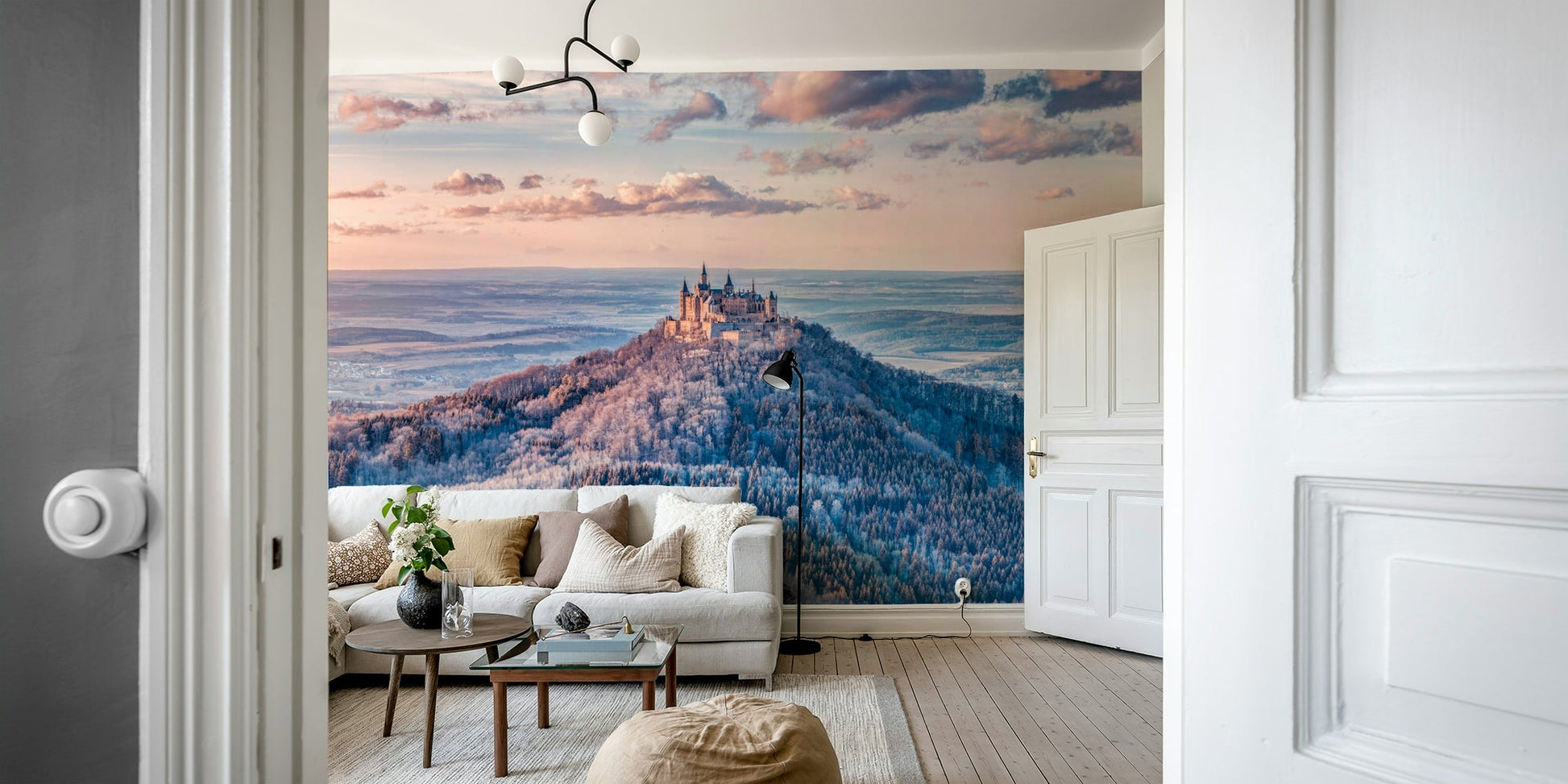 A close-up view of the detailed structures on the elevated terrain.

