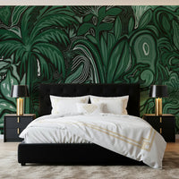 Sophisticated natural print on the Emerald Canopy Jungle Wall Mural for bedroom