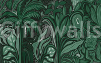 Stylized vegetation featured in the Emerald Canopy Jungle Noctiverdis Plants Wall Mural