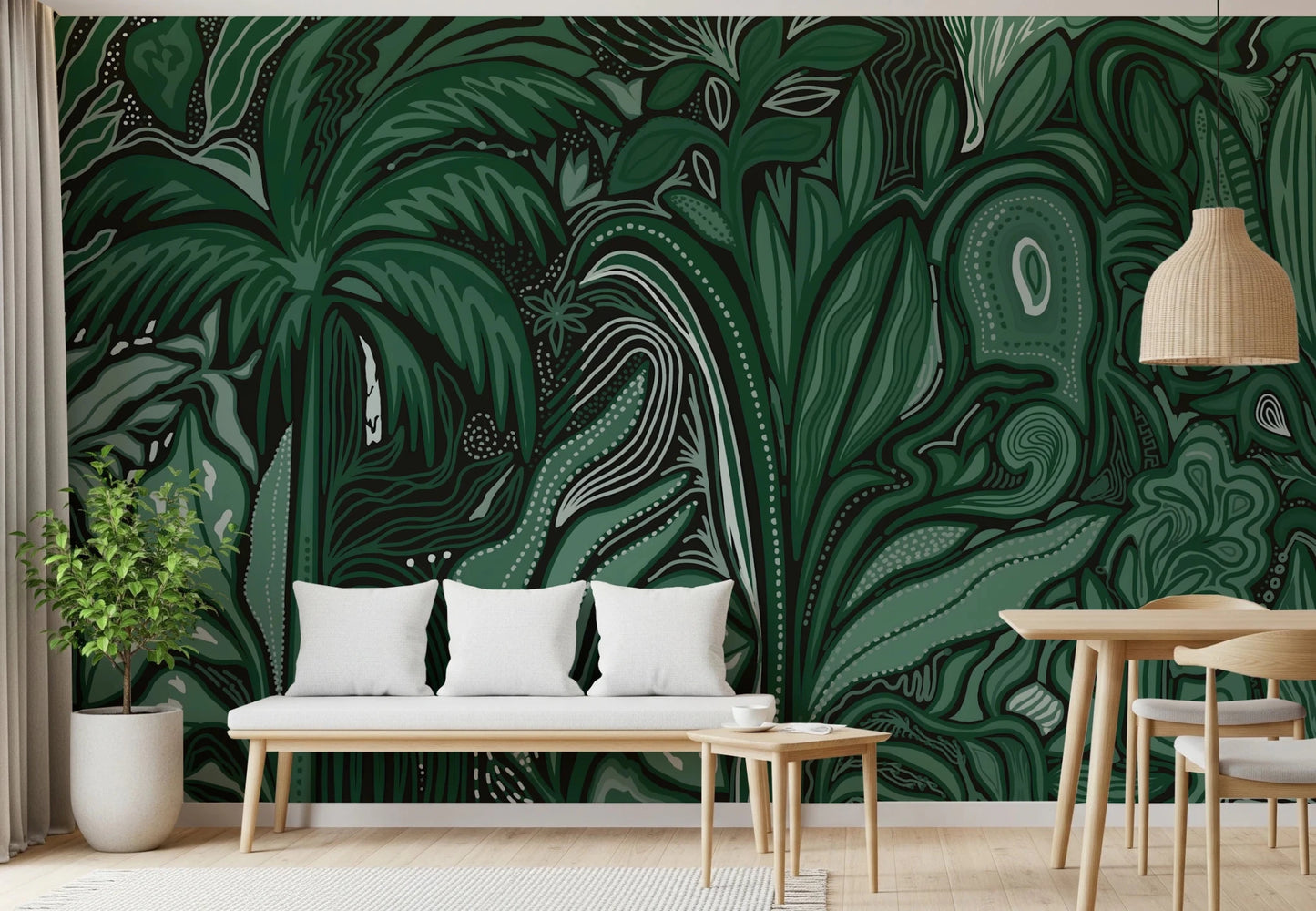 dining are Emerald Canopy Jungle Noctiverdis Plants Wall Mural