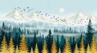 Morning sun glow Emerald Forest peel and stick wallpaper.