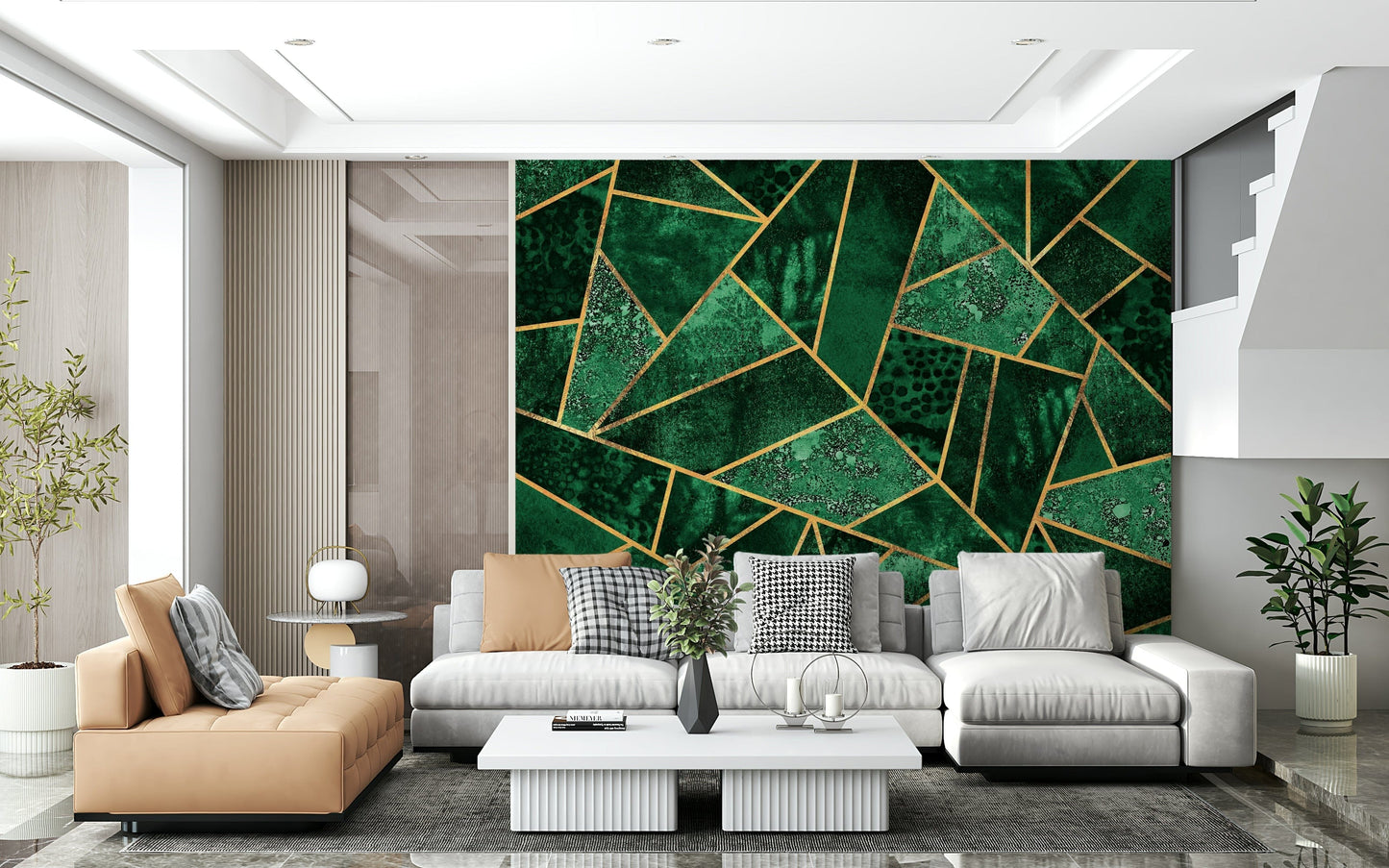 An artistic minimalist design mural for home decor.