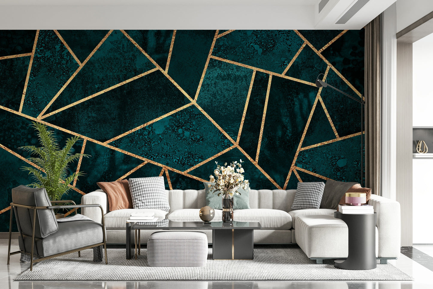 An artistic minimalist design mural for home decor.