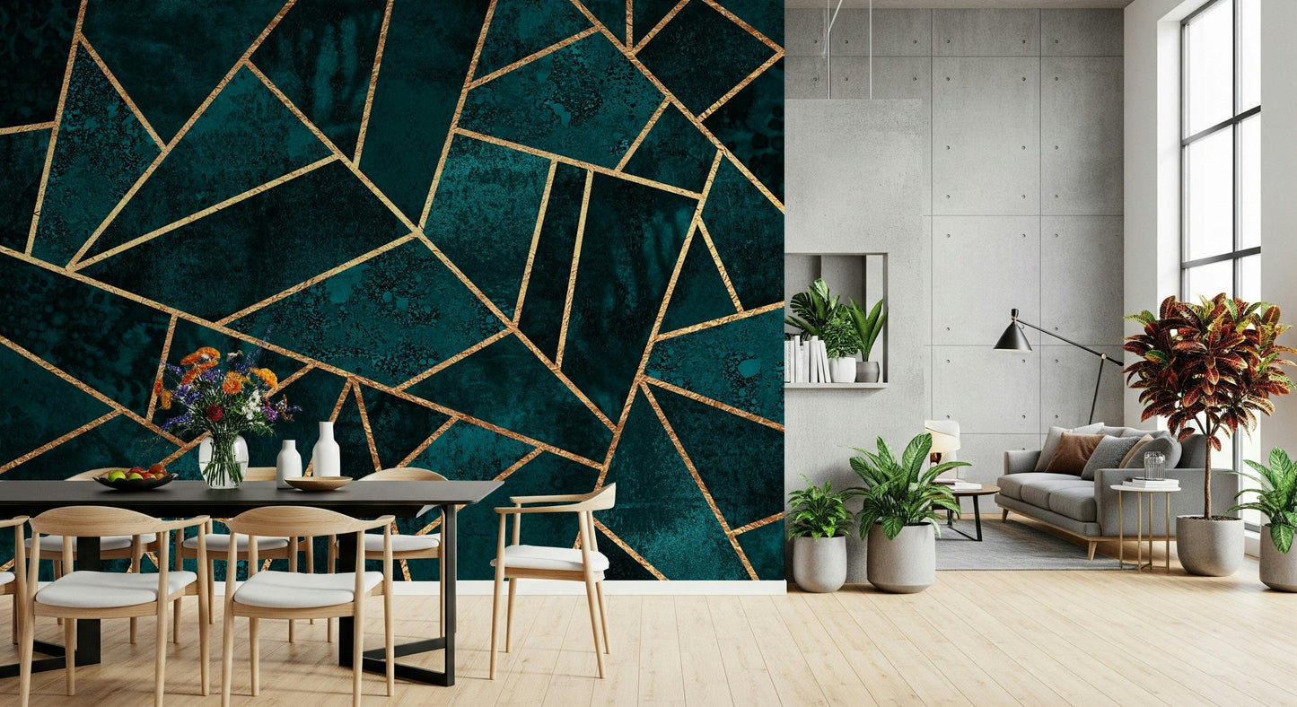 A beautiful modern art wall mural for a living room.