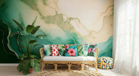 Emerald Marble Hues design mural inspired by natural stone veining for a luxurious modern space.