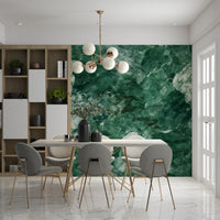 Wall mural depicting deep green stone with organic patterns for statement walls.