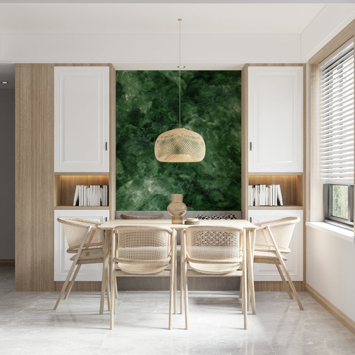 Emerald Veins Wall Mural — natural stone design with rich green hues and detailed veining.